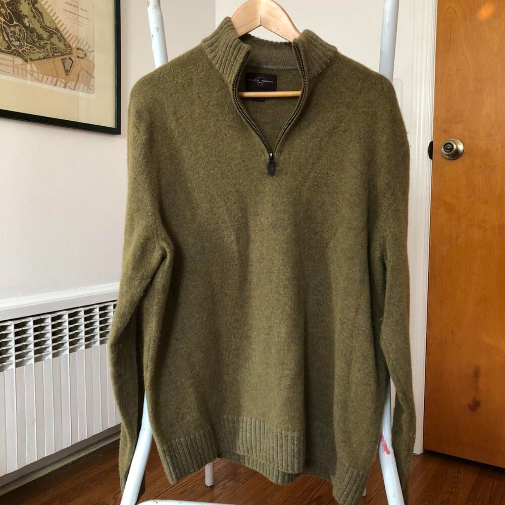 Black Brown Lambs Qool Quarter Zip Sweater